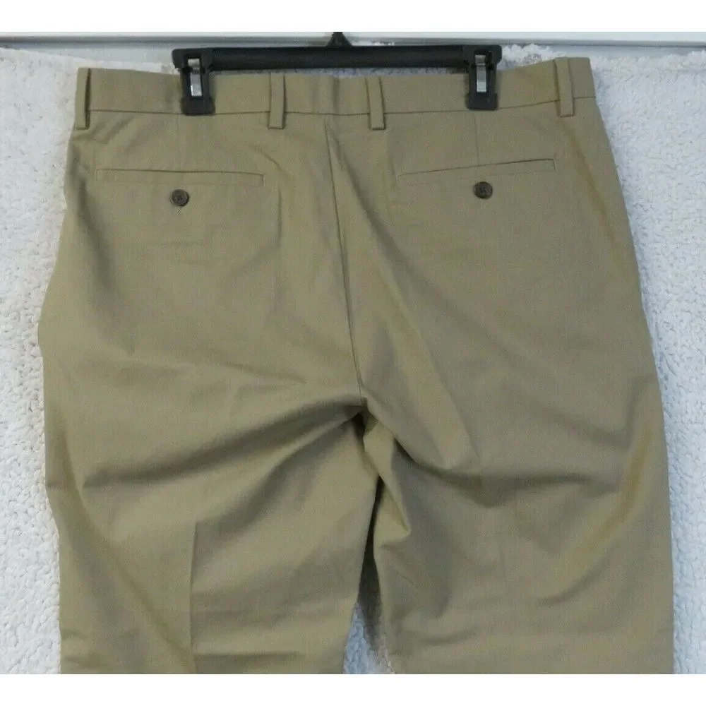 Mens Banana Republic Brown Flat Front Dress Pants Non Iron Tailored Cotton 36x32